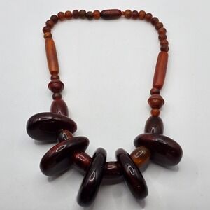 Bead Statement Necklace Women Brown Boho Chunky‎ Festival Statement